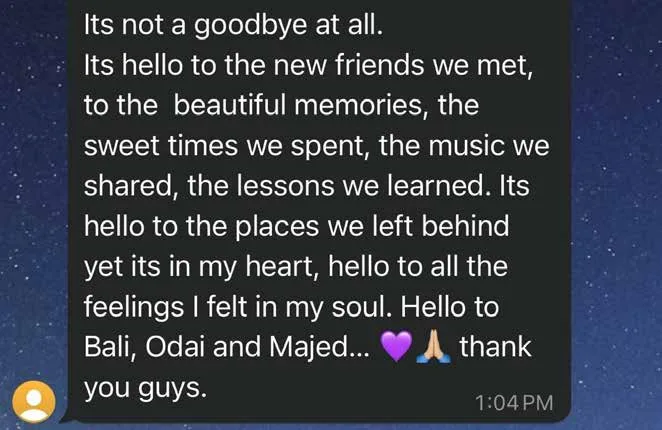 Participant farewell message (English)